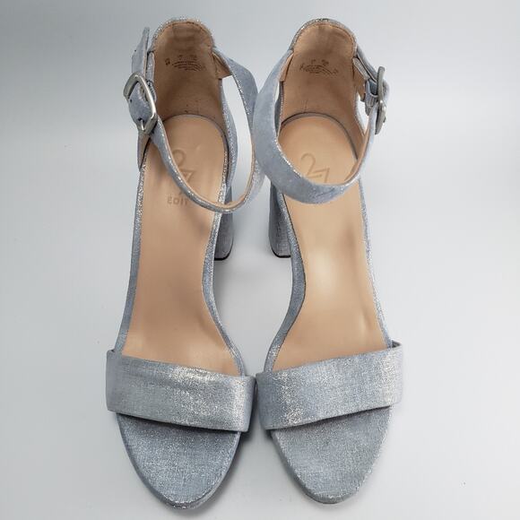 27 Edit Naturalizer Briar Blue Metallic Suede Block Heels - Picture 6 of 9